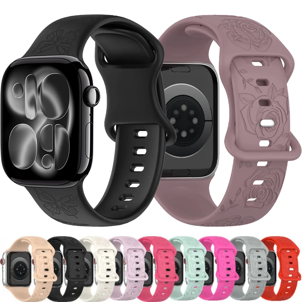 Muster-Silikonarmband für Apple Watch 11 10 9 8 7 Band 46mm 42mm 45mm 41mm 44mm 40mm Ultra 3/2 49mm Armband iWatch 6 5 4 SE3