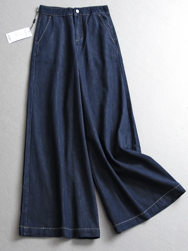 

Slimming High Waist Wide Leg Jeans Pure Color Soft Thin Loose Fit Casual High Waist Loose Jeans for Women Commuter Versatile