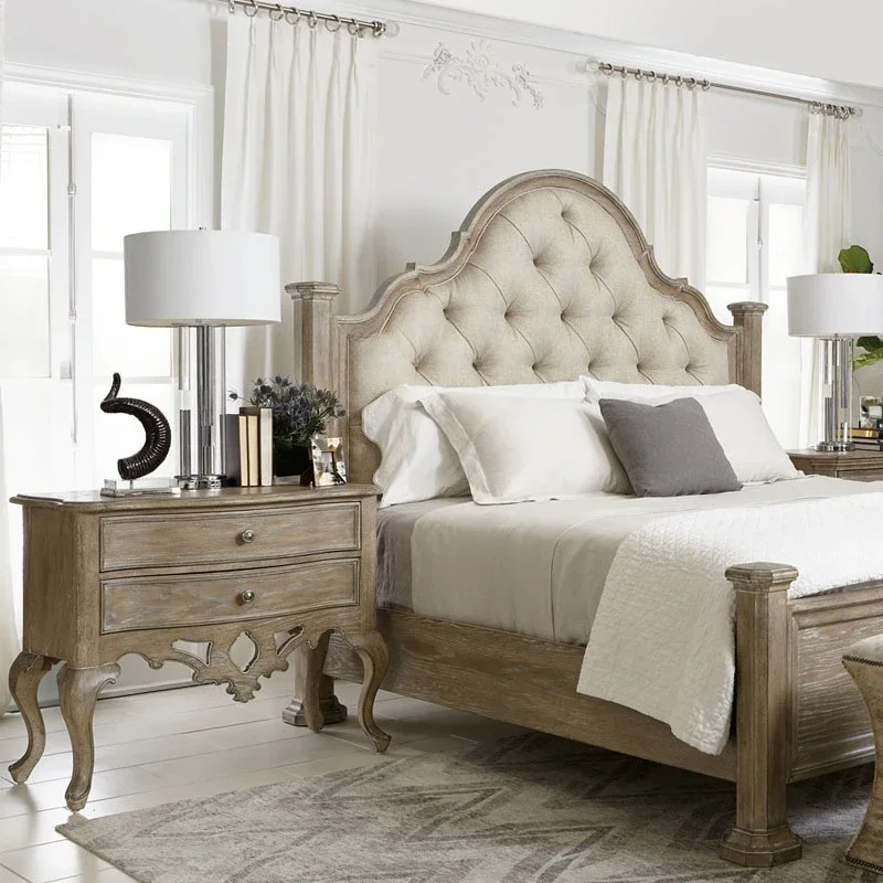 Americano, Paese, Tutto in legno massello, Letto matrimoniale, Rovere, Francese, Vintage