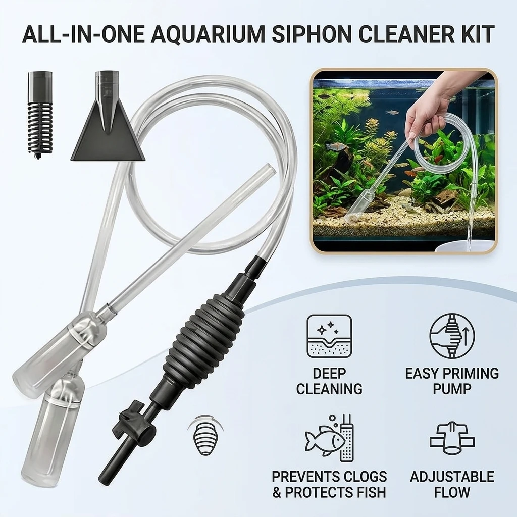 Aquarium Fish Maintenance - ปั๊มเปลี่ยนน้ำตู้ปลาพร้อมเครื่องดูดขี้ปลา เครื่องล้างทราย สายดูดน้ำเสีย อุปกรณ์ทำความสะอาดตู้ปลา