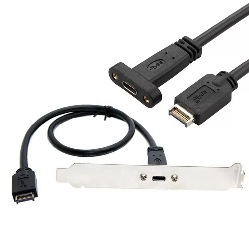 Konektor panel depan Usb 3.1 Usb 3.1 Tipe E ke usb-c Tipe C kabel ekstensi ulir internal dengan sekrup pemasangan panel