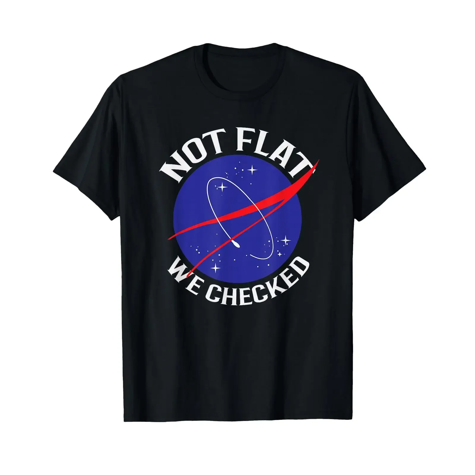 Nicht Flach, Wir Haben Es Überprüft, Lustiges Globus-T-Shirt, Schwarz, S, Vintage, Gewaschene Designerkleidung, Unisex, Herren, Lässige Mode, Streetwear