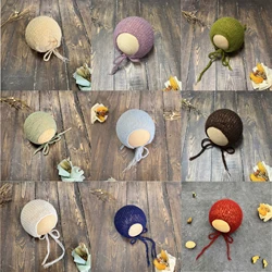 Don & Judy-Chapeau en mohair extensible pour nouveau-né, bonnet doux, accessoires de photographie artisanale, cadeau pour garçon et fille, accessoires de prise de vue photo pour bébé