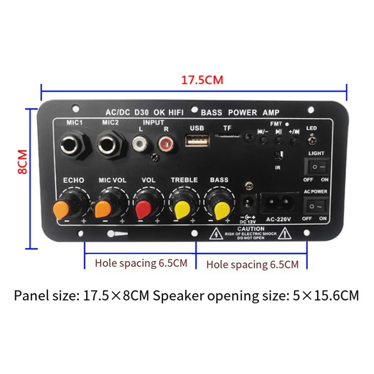 D30 Car 12V-24V Amplifier Board Car Bluetooth Audio Amplifiers with Treble and Bass Control EU