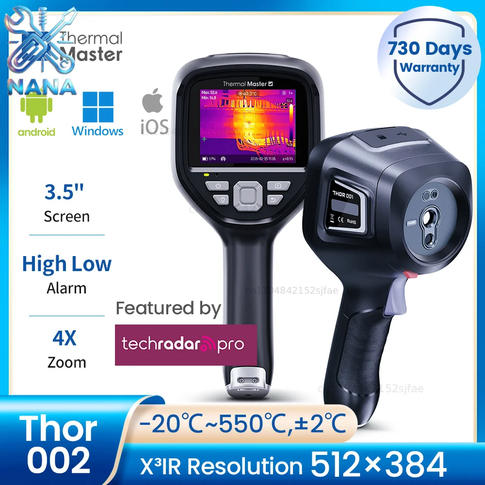 Thor002 Infrared Thermal Imager  550°C Mobile Phone Connect Thermal Imaging Camera 512*384 Resolution Industrial Use4x Zoom