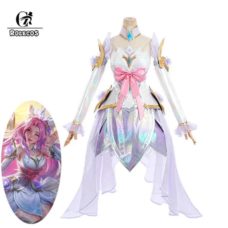 ROLECOS LOL Crystal Rose Seraphine Cosplay Costume Game LOL Seraphine Rose Design Outfit Halloween Women Suit New Skin