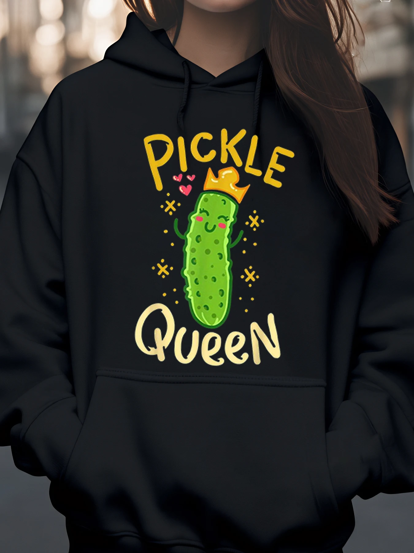 

Толстовка с принтом Pickle Queen для женщин, повседневная одежда, забавный подарок для любителей Pickle