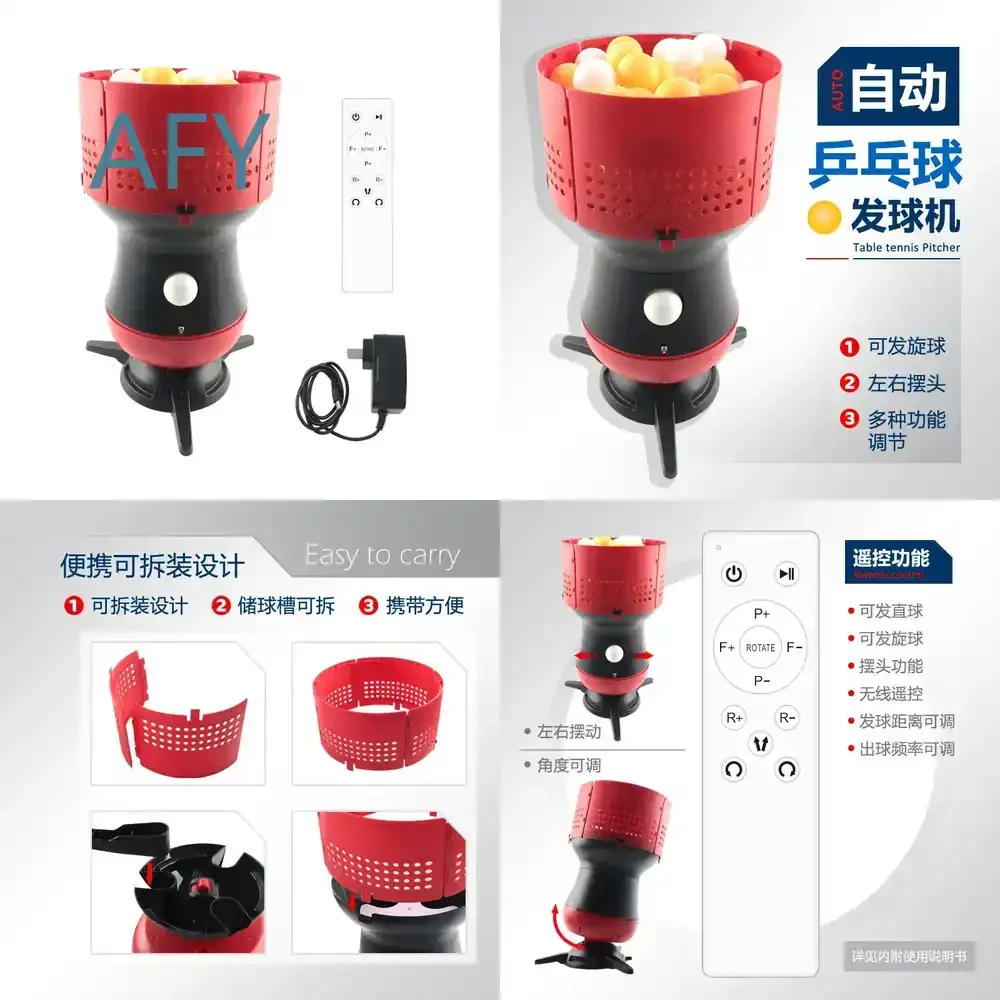 Table Tennis Ball Machine for Automatic Remote Control Electric Sports Training Portable Transmitter Wholesale Table Tennis