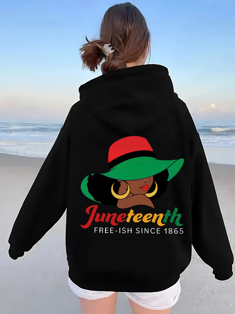 سترة نسائية لخريف وشتاء 2021 من Juneteenth ذات قلنسوة للعطلات الفاخرة الراقية لكل من الرجال والنساء Y2k