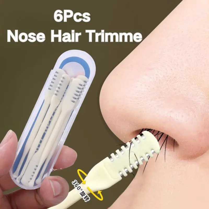 360 Degree Rotating Double Head Nose Hair Trimmer Earpick Nose Hair Removal Trimming Portable Nose Ear Hair Trimmer Tool 6Pcs