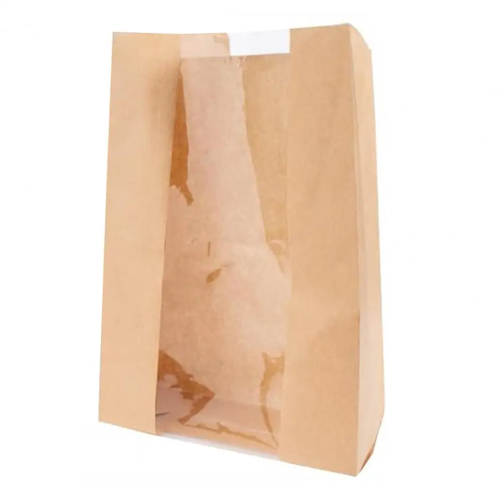 Bread Storage Bag 50 Packs Paper Bread Bags with Window Waterproof Tear-proof Sourdough Storage Bags for Homemade Bakery Pastry