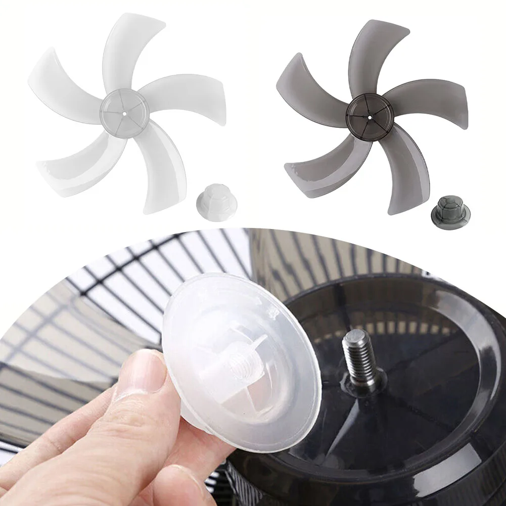 

12 Inch Plastic Fan Blade Five Leaves With Nut Cover For Household Pedestal Replacement Parts Table Fanner General Accessories
