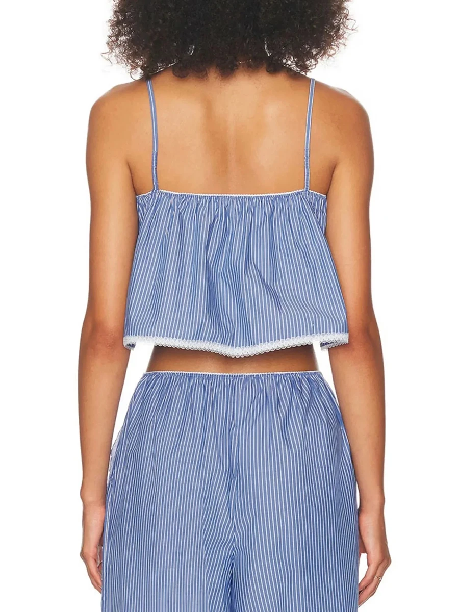 TWOTWINSTYLE Hit Kleur Tweedelige Set voor Vrouwen Strapless Mouwloze Top Hoge Taille Temperament Broek Sets Vrouwelijke Nieuwe