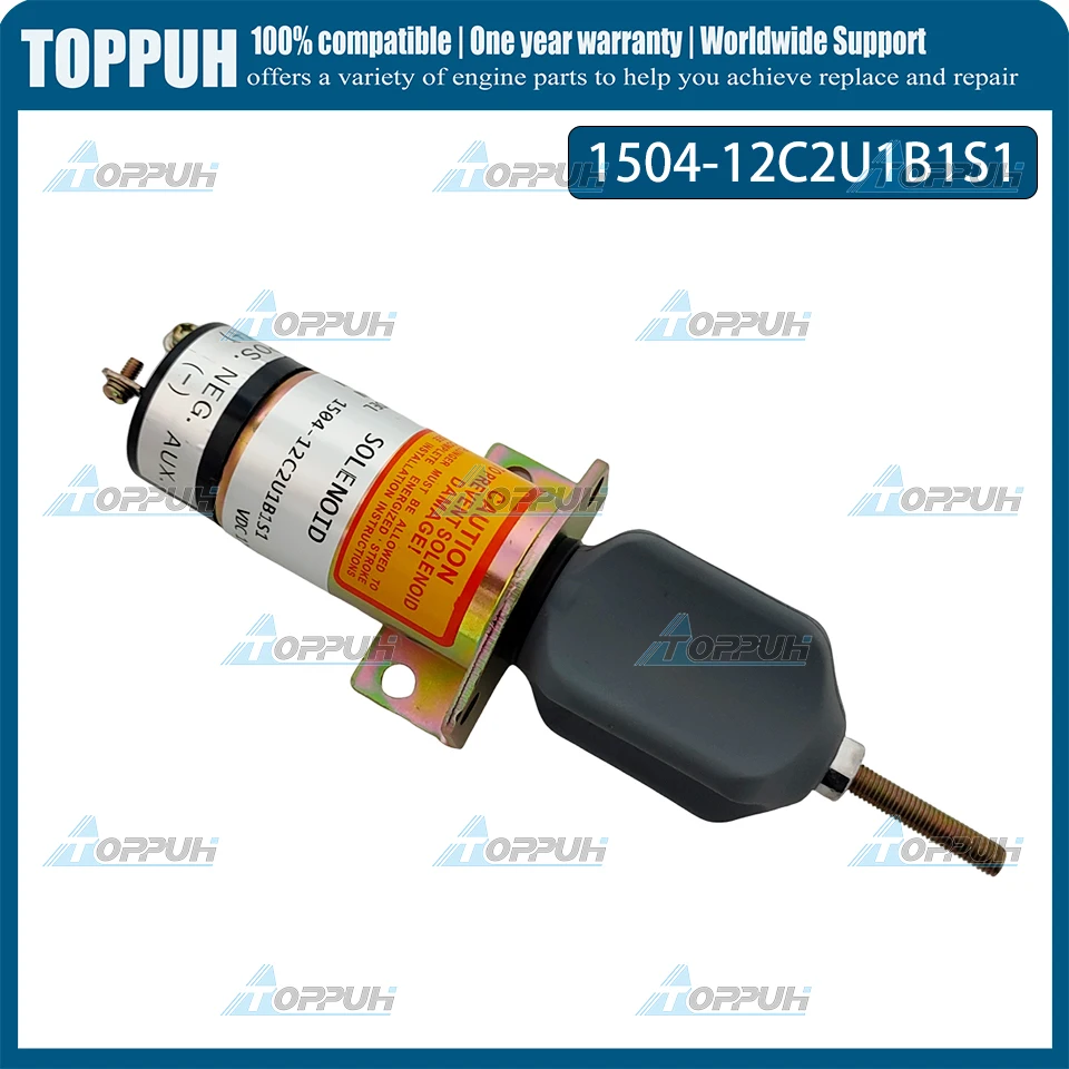 1PC 12V 1504-12C2U1B1S1 For Kubota DF-750 (2 terminals) Fuel Shutoff Solenoid