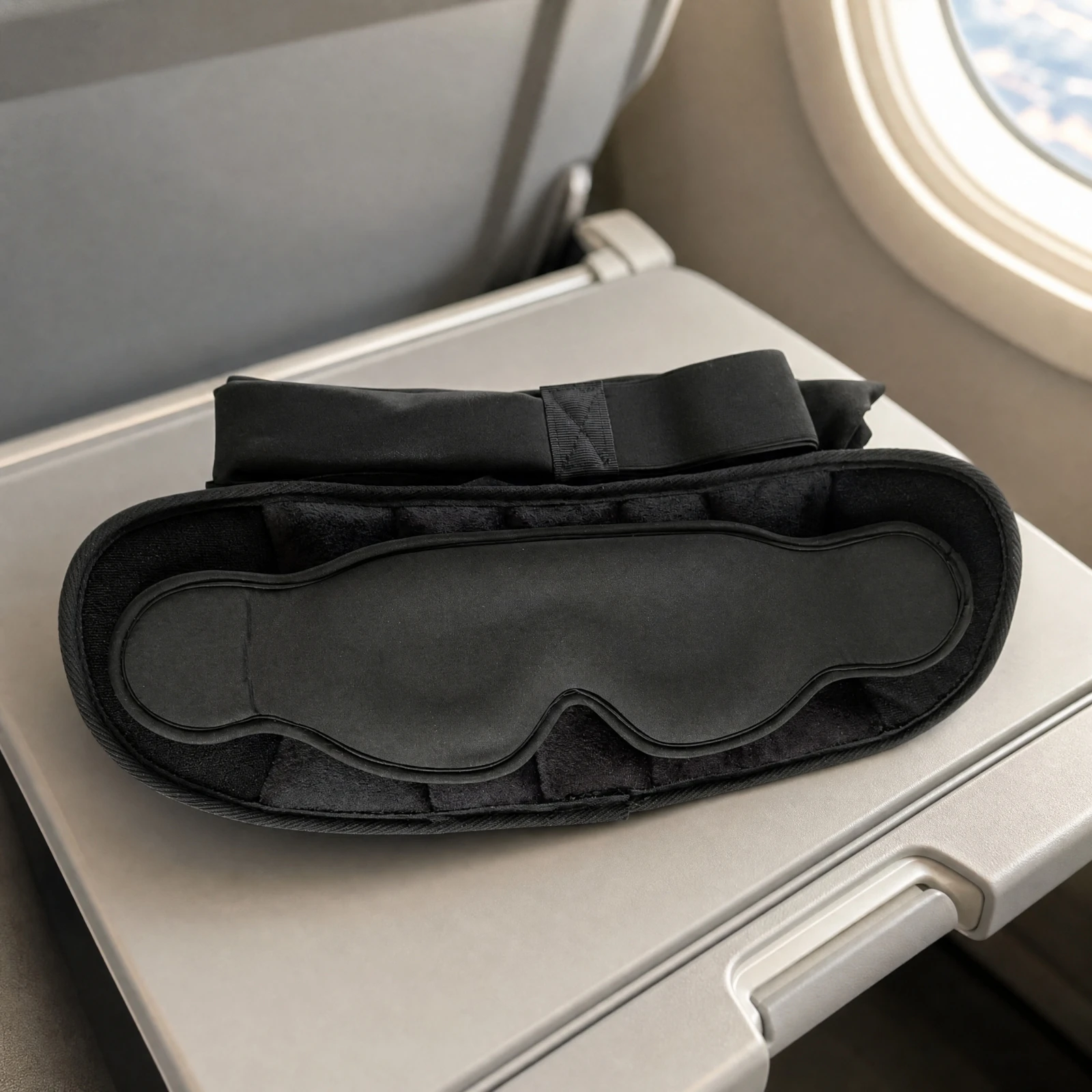 Travel Sleep Kit with Adjustable Strap Portable Padded Neck Pillow with Contoured Eye Mask Flight Sleep Kit Ergonomic for Adults
