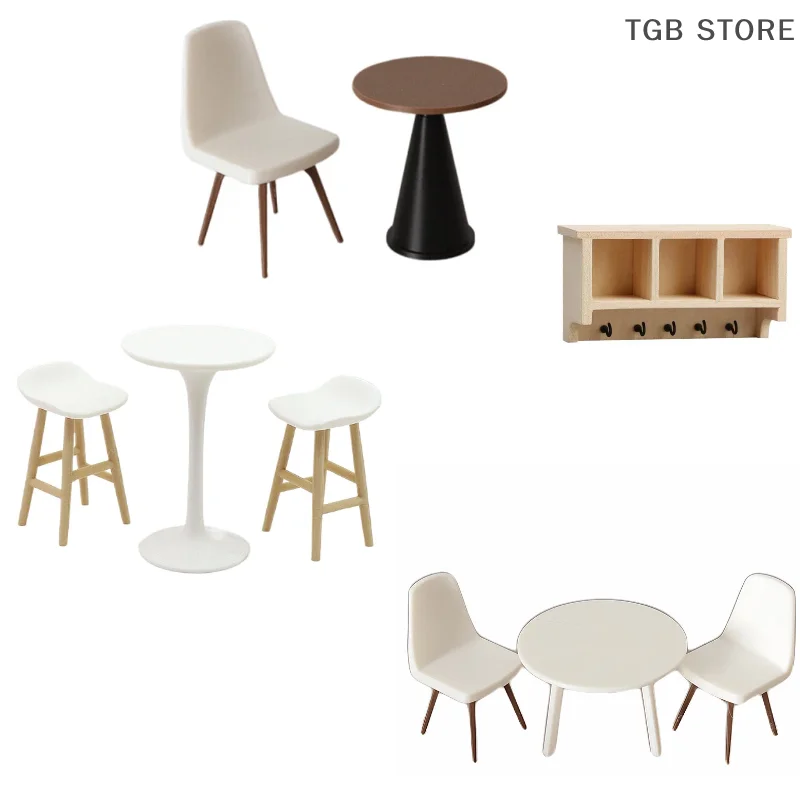 

1/12 кукольный домик, имитация мини-настенной полки, подвесная стойка, модель стола, набор стульев, кукольный домик, мебель для гостиной, украшения, аксессуары