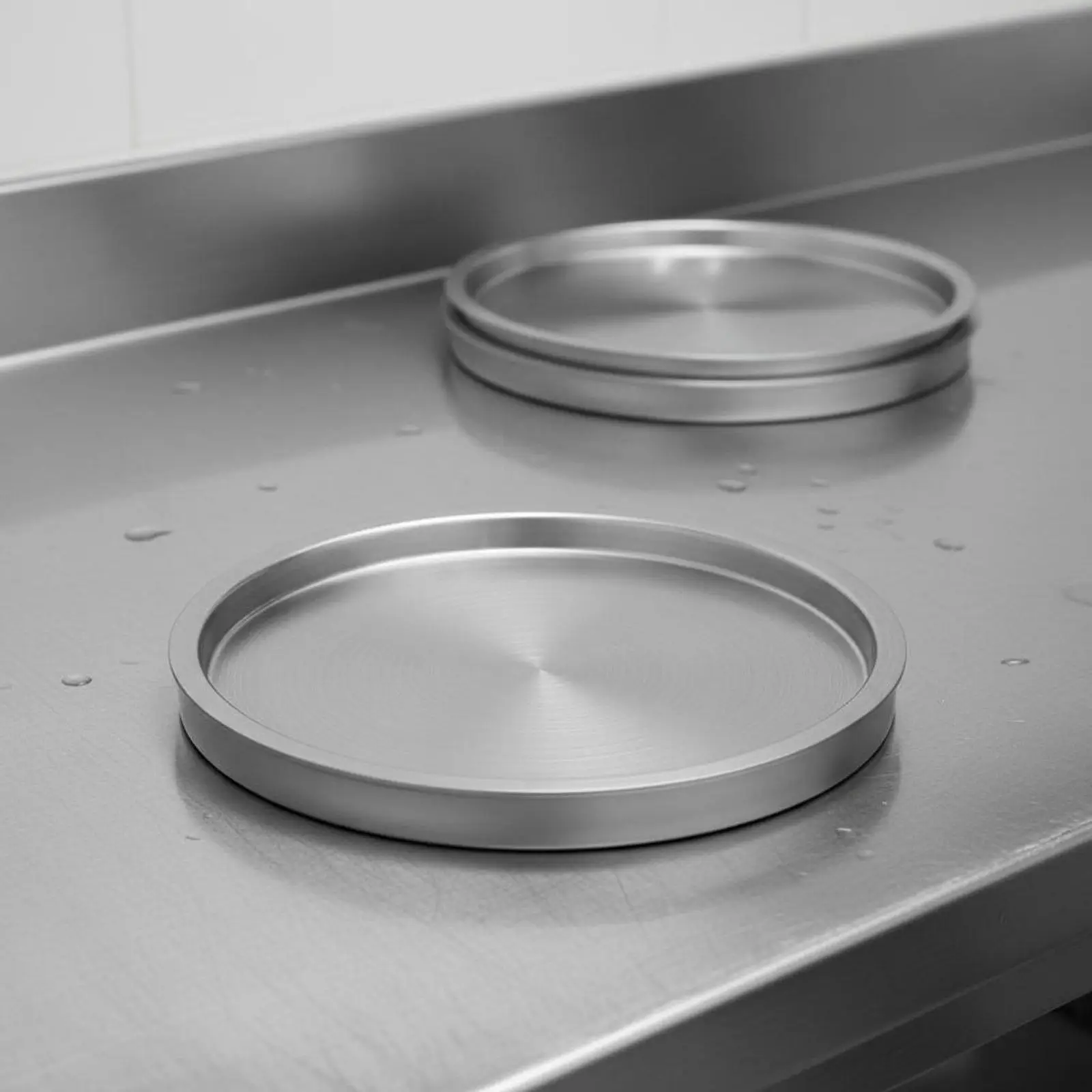 Round Stainless Steel Tray Modern Brushed Finish Insulated Plate for Bbq Grill Buffet and Cold Food Display