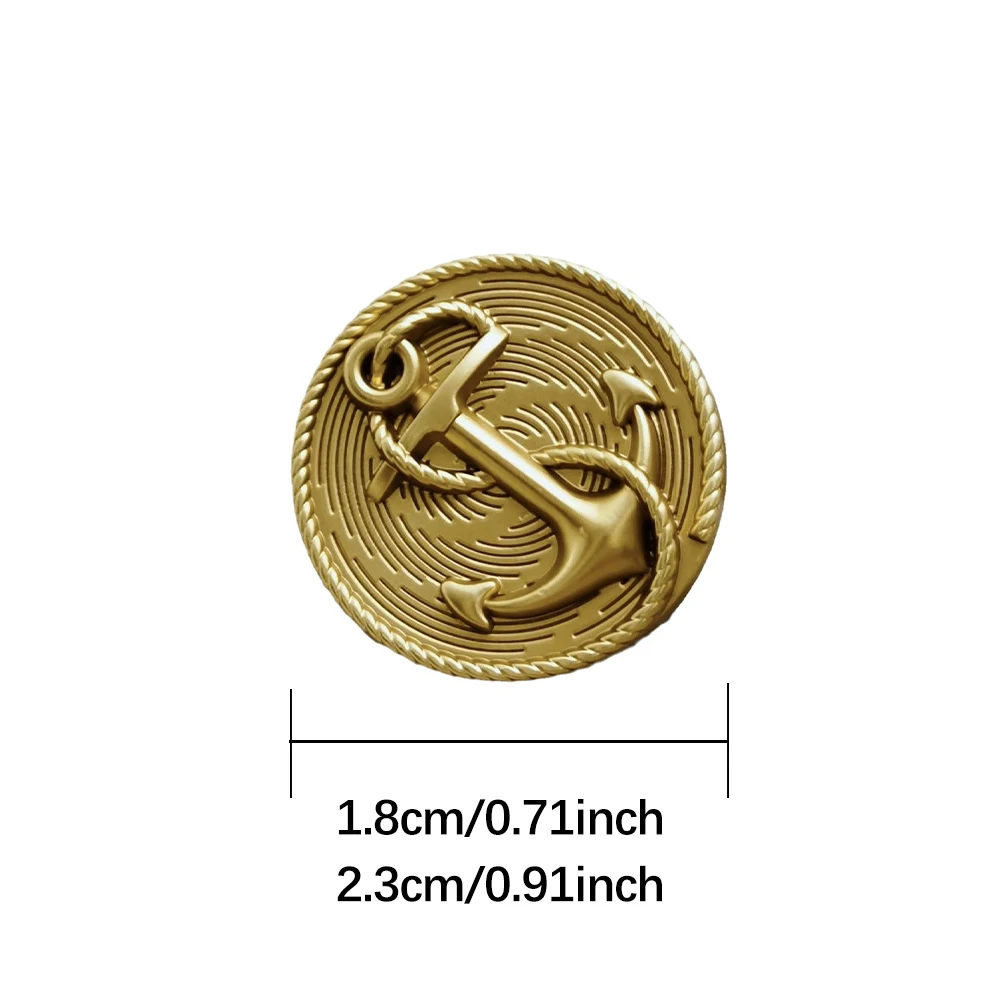 10 Pieces/set Vintage Anchor Stripe Design Metal Buttons Elegant Suit Jacket Knitwear Sweater Coat Round Decorative Buttons