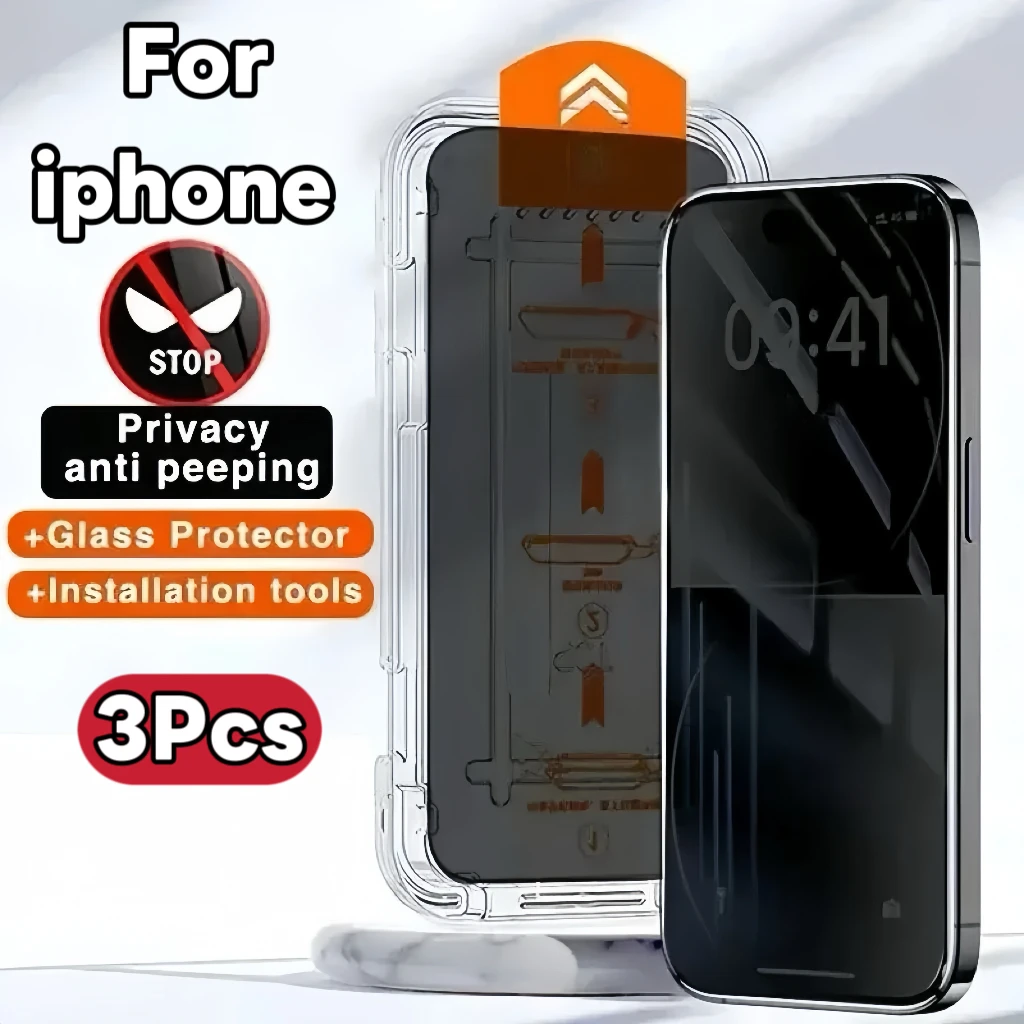 3er-Pack Anti-Spy Gehärtetes Glas Displayschutzfolie für iPhone-Serie - Einfache Installation & Blasenfrei