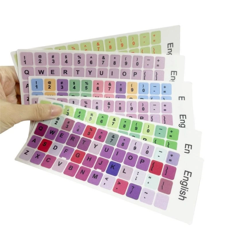 2PCS Notebook English Keyboard Stickers Macaron Color Keypad Sticker Desktop Computer Scrub Repair Film Stickers H8WD