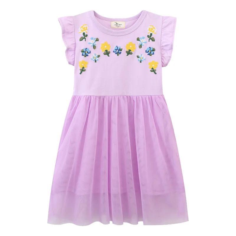 

Jumping Meters Floral Princess Party Dresses Hot Selling Sleeveless Toddler Kids Clothes Princess Girls Clothes Frock Baby Wear