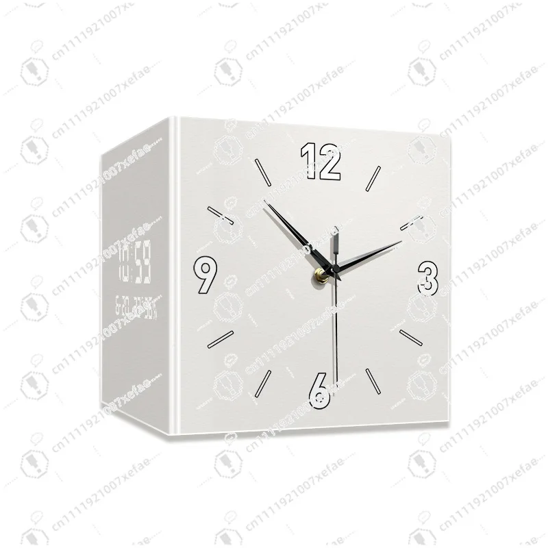Creative and simple modern double-sided wall clock, wind angle design, no need to punch holes, electronic calendar