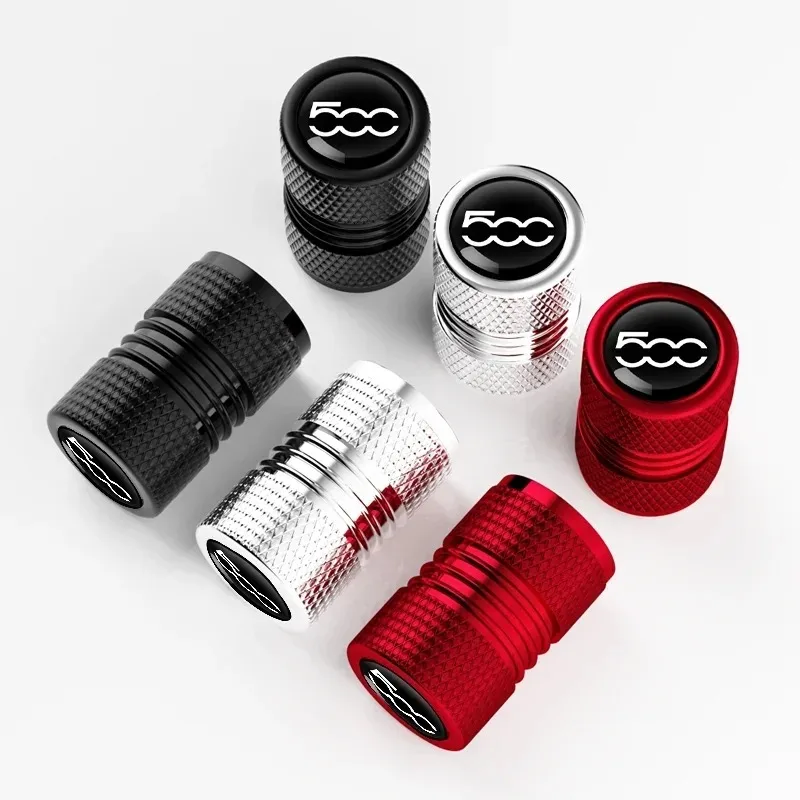 4Pcs Aluminum Tire Valve Stem Caps For Fiat 500 500X 500L 500C 500E Waterproof Dustproof Anti Rust Wheel Air Valve Cover