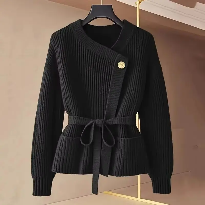 Otoño cárdigan suéter abrigo mujer 2025 invierno todo-fósforo moda prendas de punto abrigo mujer de manga larga elegante Top chaqueta de mujer