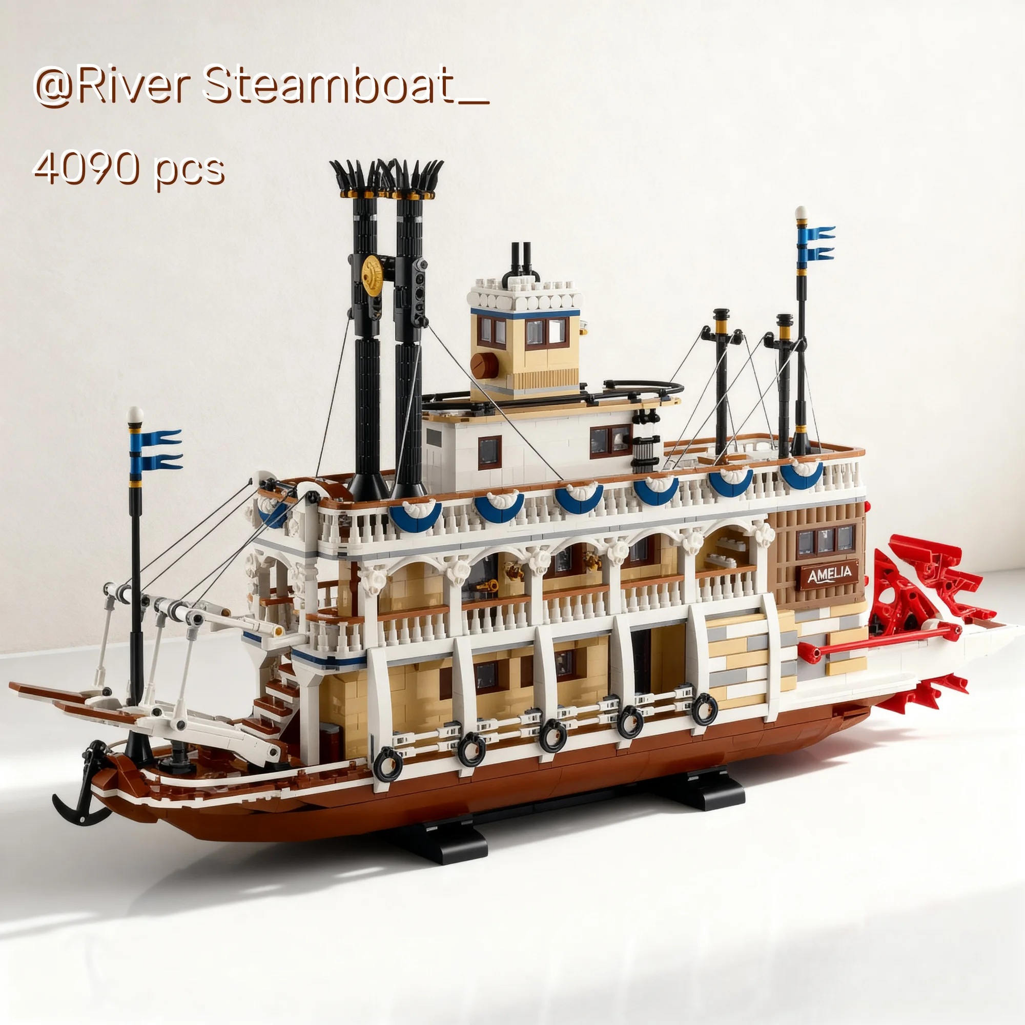 4090 Uds. En Stock bloques de construcción de patatas de vapor de río 21356 modelo de barco de vapor transporte montar ladrillos para niños adultos regalos de navidad