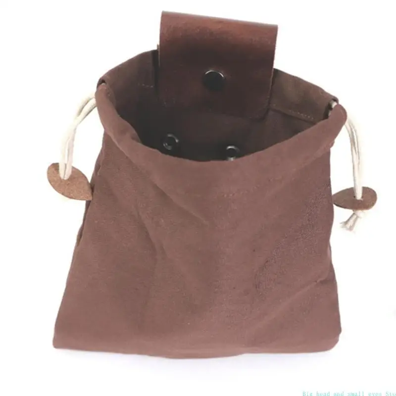 

581C 23x21cm Cowhide + Canvas Belt Bag for Rock Collecting Tote Garden Tools