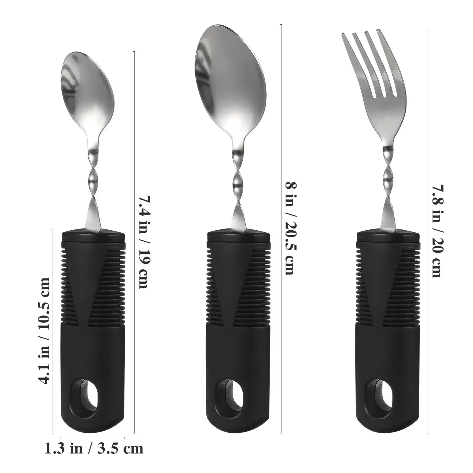 3 個の揺れ防止ダイニングセット黒大型ハンドル折りたたみ食器高齢者障害者適応加重カトラリー長持ち
