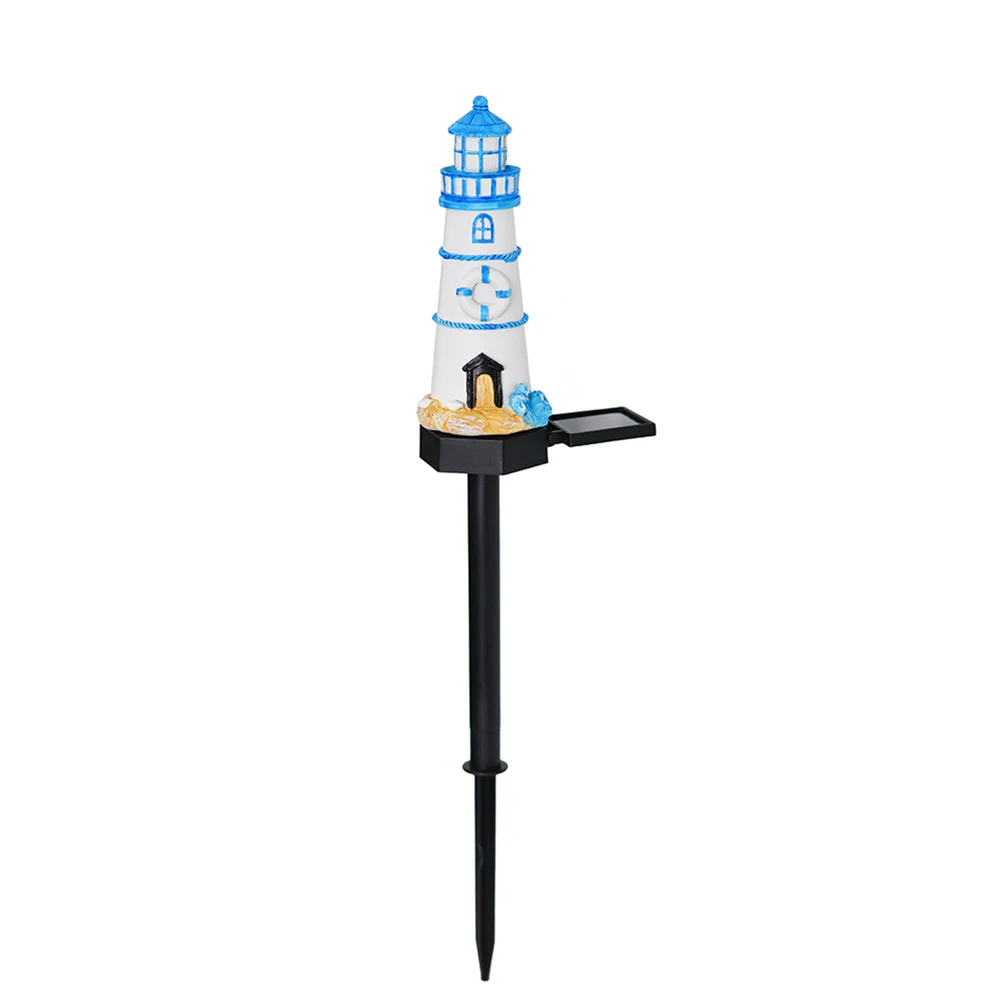 Outdoor Solar Lighthouse Lights with LED Waterproof Resin Design for Garden Yard Landscape Automatic Dusk to Dawn Operation