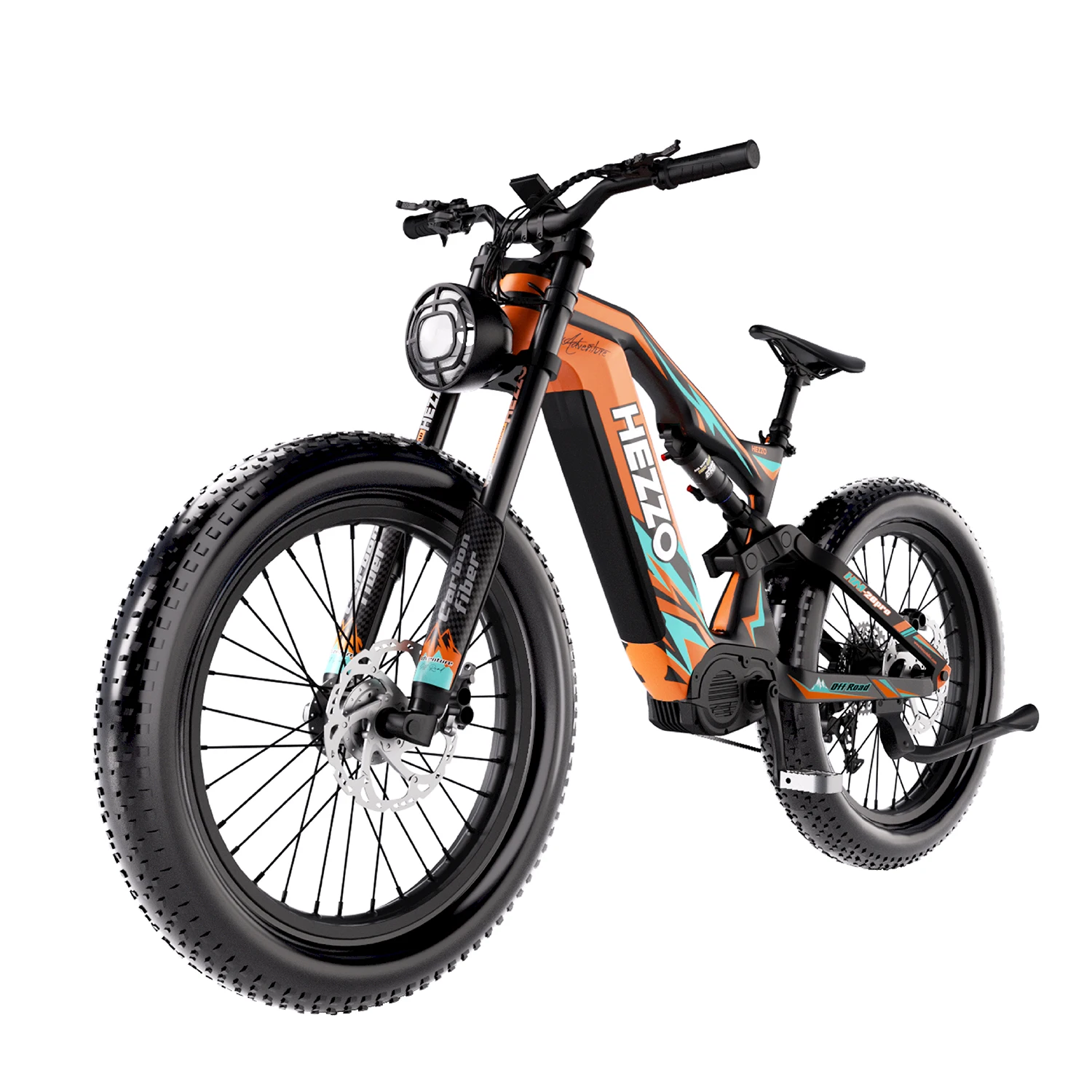 HEZZO 52V 1000W 21Ah Carbon Fiber Electric Bicycle BAFANG Middrive Ebike, 26x4.5 \