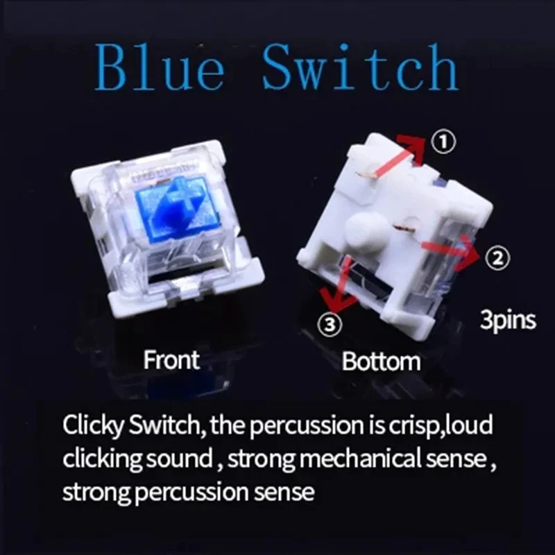 DteeDck Dust-proof Mechanical Keyboard Shaft 3pin Linear Clicky Tactile Black/Tea/Red/Blue Shaft Hot-Swappable Sleeve Key Switch