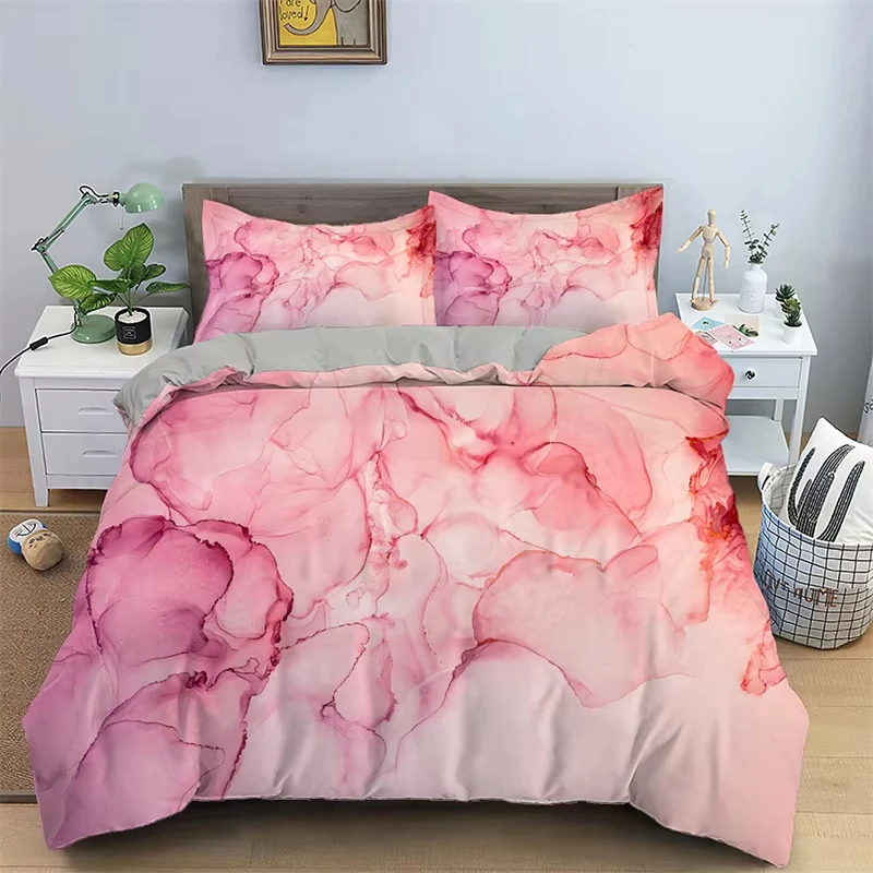 Marble Duvet Cover Set Abstract Marble Texture Print Bedding Set For Women Girls Bedroom Decor Twin Queen Size Comforter Cover