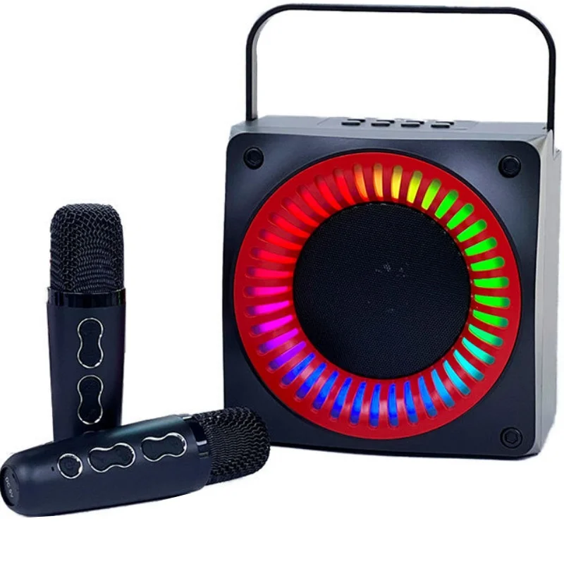 SD-506 Portable Bluetooth Audio Outdoor Home Music Atmosphere Lamp with 2 Microphones Karaoke Machine Wireless K- Song Speakers