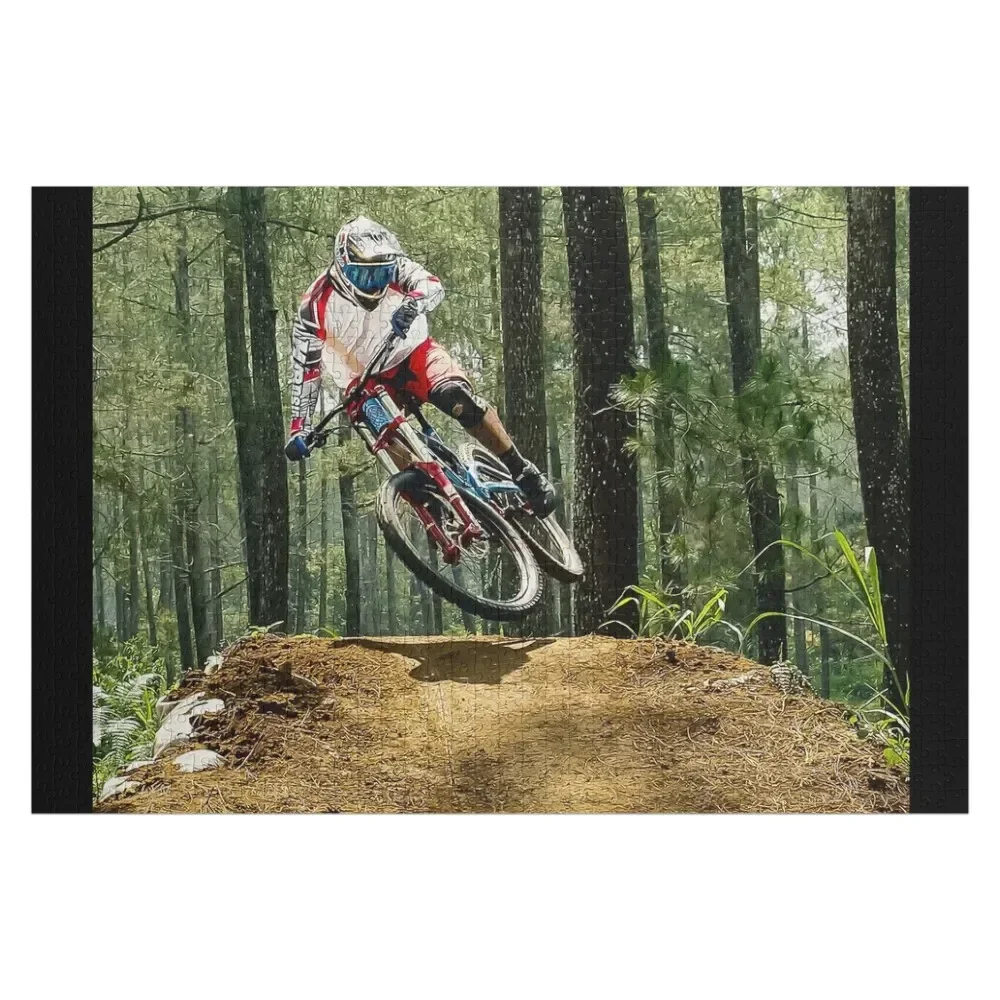 

Mountain Biker over Jump. Jigsaw Puzzle Personalized Toy Picture Baby Toy Puzzle