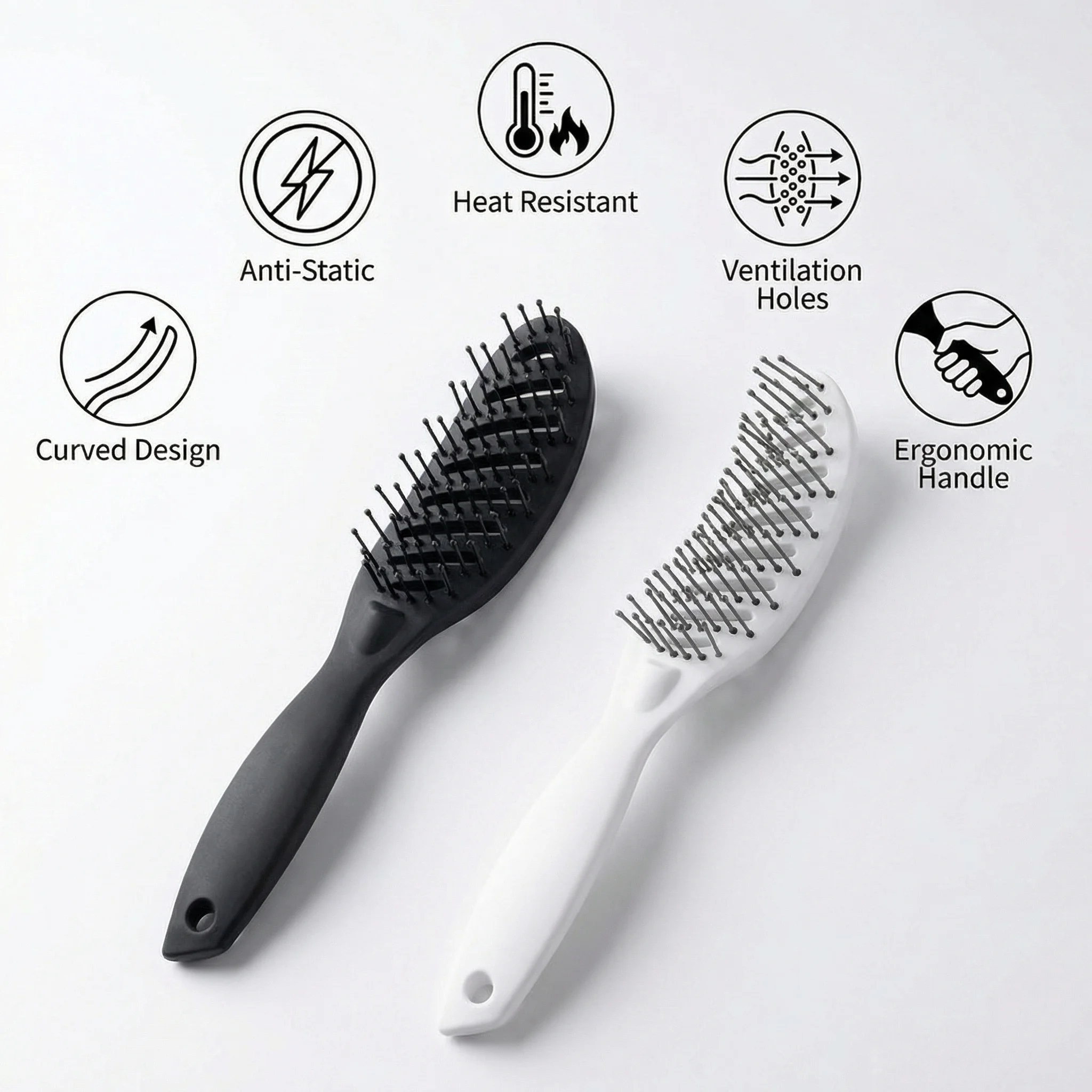 Heat-Resistant Small Curved Comb Anti-Static Plastic Lacquered Hair Straightening Styling Comb for Grooming