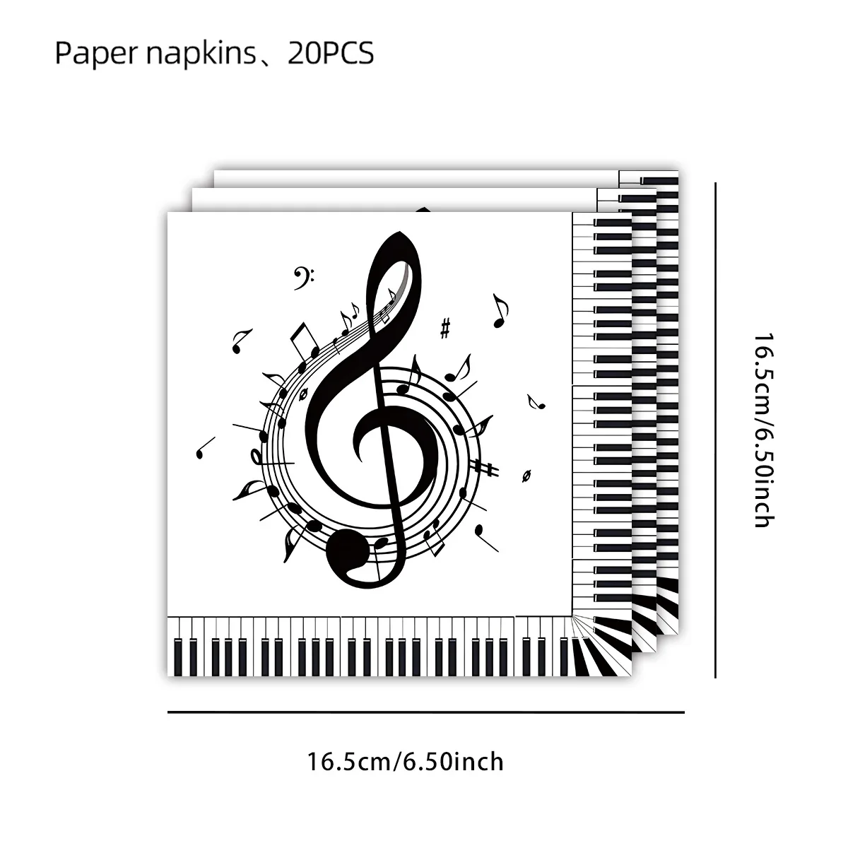 Partyzubehör mit Musikthema, schwarze Musiknote, Einweg-Pappteller, Servietten und Tassen, Hochzeit, Geburtstag, Babyparty, Party-Dekoration – Detail 5
