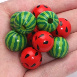 10pcs 16mm Round Shape Natural Wood Watermelon Beads Loose Spacer Woodne Beads For Jewelry Making Bracelet Diy Craft Accessories