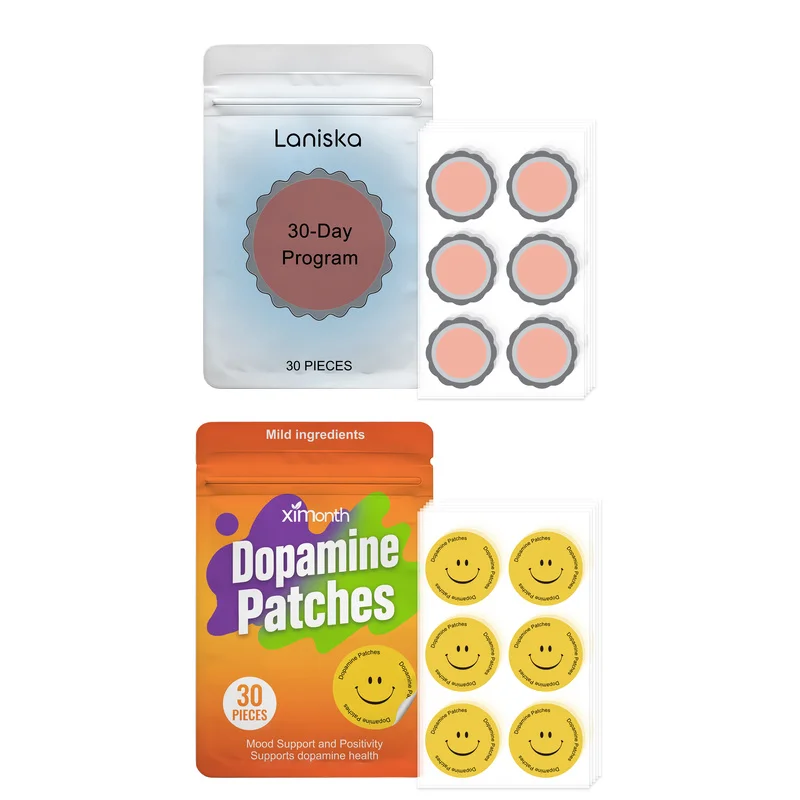 Combo 30-Day Program Patches & Dopamine Patches Bundle, Total 60 Pieces Portable Self Adhesive Skin Patches Set