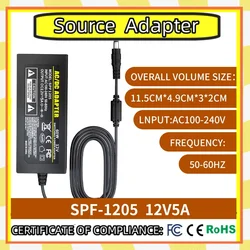 AC 110V/220V 12V 5A DC AC adapter interface: 5.5 * 2.1-2.5mm home appliance switch, speaker, piano, surveillance, desktop semi