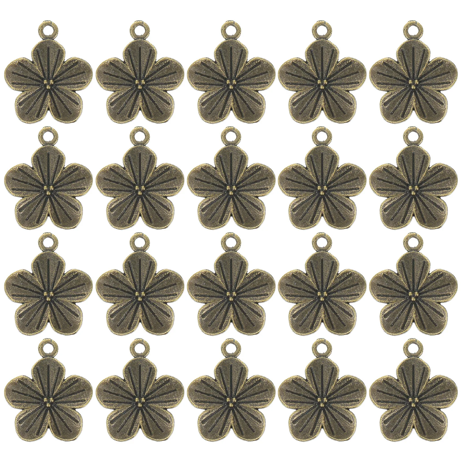 

50 Pcs Five Petal Flower Pendant Necklace Charms for Jewelry Making Pendants Floral Zinc Alloy Bulk Shaped