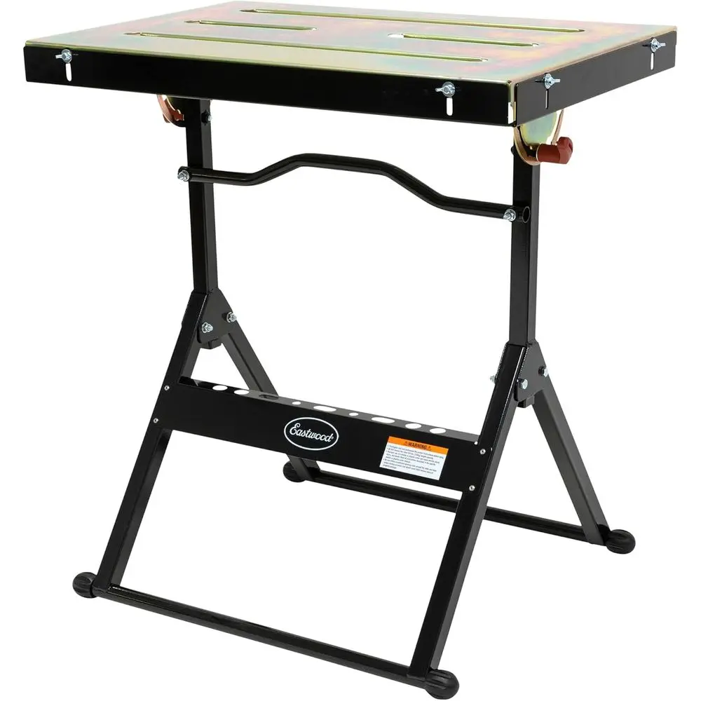

Adjustable Heavy Duty Steel Welding Table 14 Gauge Plated Surface Industrial Workshop Fixing Workbench