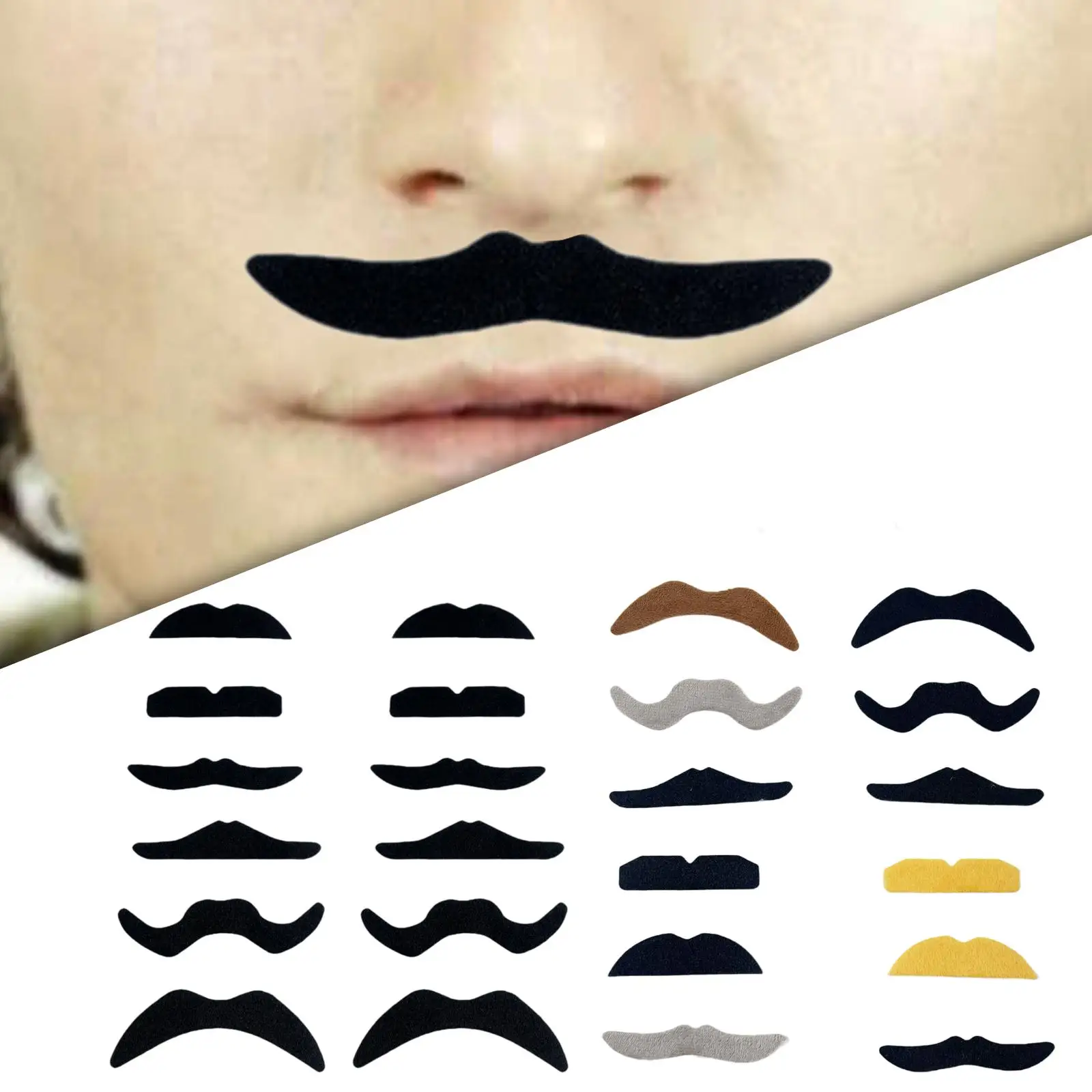 12 Pieces Self Adhesive Mustache Men Women Halloween Beard Beard for Carnival Performance Halloween Role Play Party Supplies