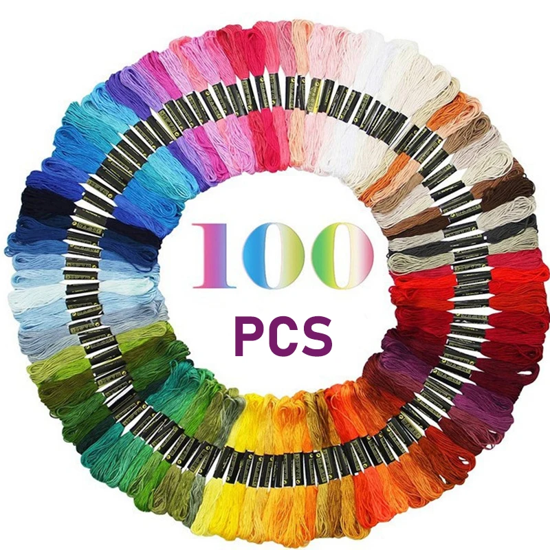 

100 шт. нить случайного цвета, нить для вышивки крестиком, цвет радуги, нитки для вышивания ручной работы для шитья своими руками