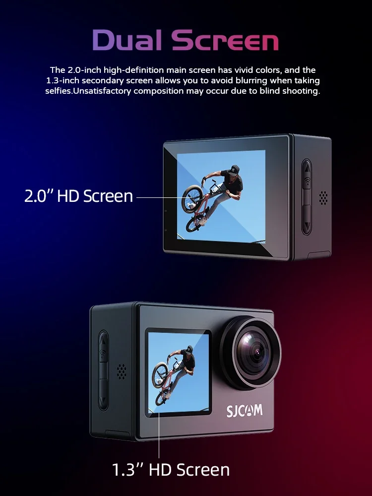 SJCAM SJ4000 Dual Screen 4K Action Camera 30M Waterproof 2.4G Wifi Anti-Shake Sports Action Cameras Motorcycle Bicycle Helmet