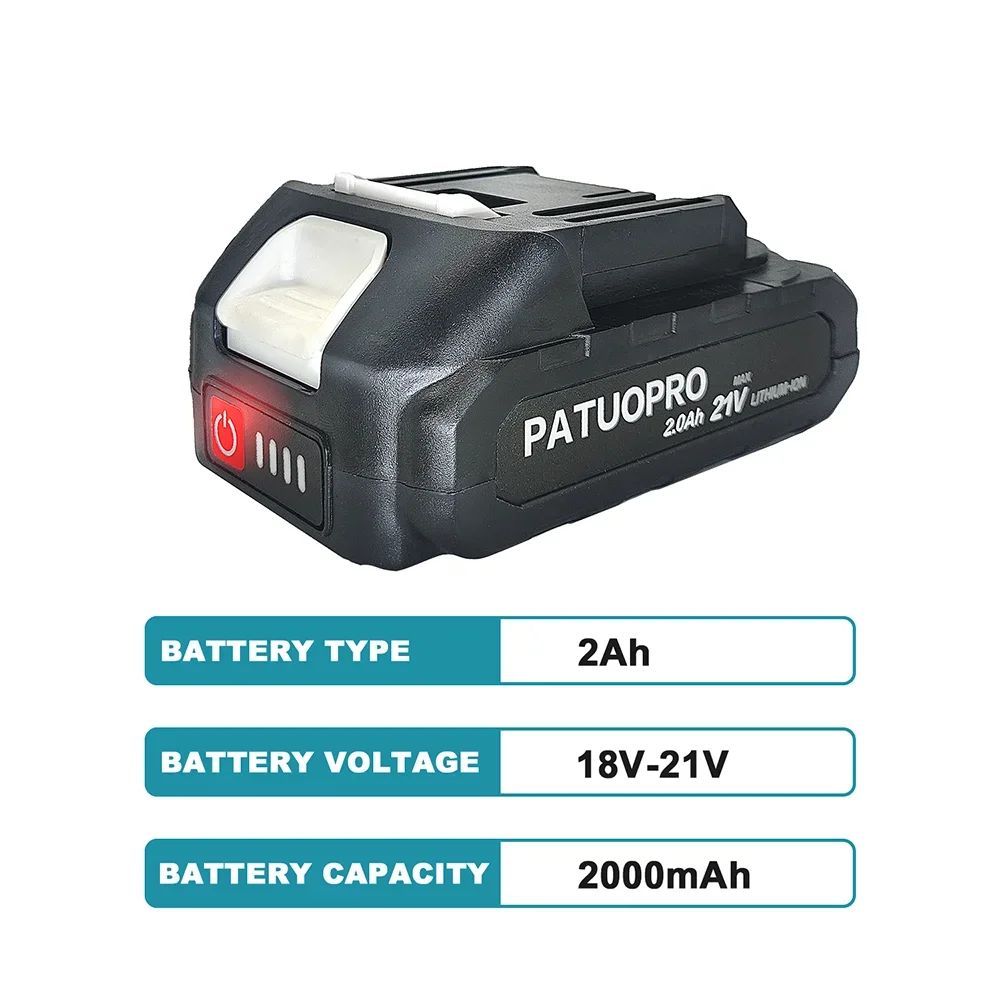 Imagem -02 - Patuopro 1821v 2.0 4.0 6.0 8.0ah Bateria de Lítio Recarregável para Makita 18v Chave de Broca Elétrica sem Escova Serra Chave de Fenda