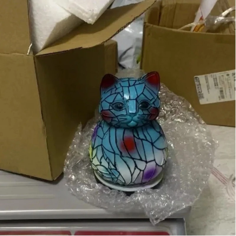 3D Stained Glass โคมไฟตั้งโต๊ะเรซิ่น Stained ชุดสัตว์ตกแต่ง Night Light แมวน่ารักช้างนกฮูก Vintage ตารางโคมไฟ Home Deco