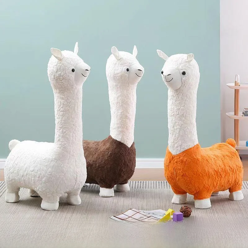 Luxury Alpaca Bench Living Room Decorative Piece Slipper Change Family Animal Furniture Storage Organizer Dustproof Cover